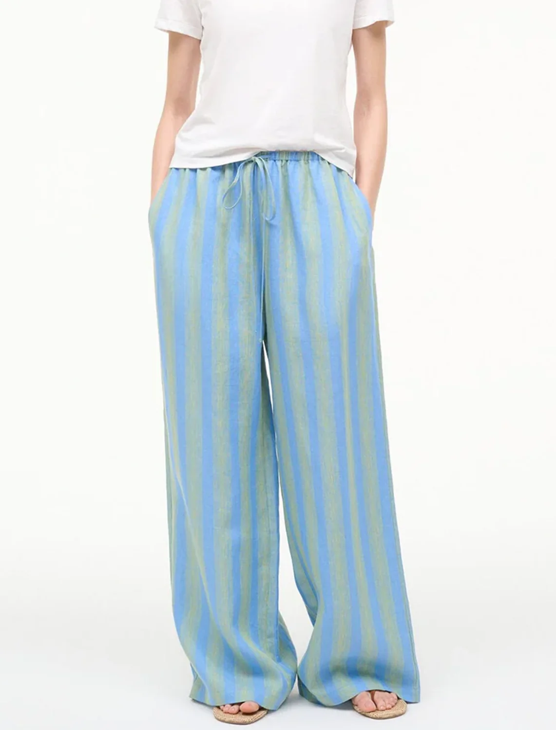 mateo pant in linen seaport stripe - Image 2