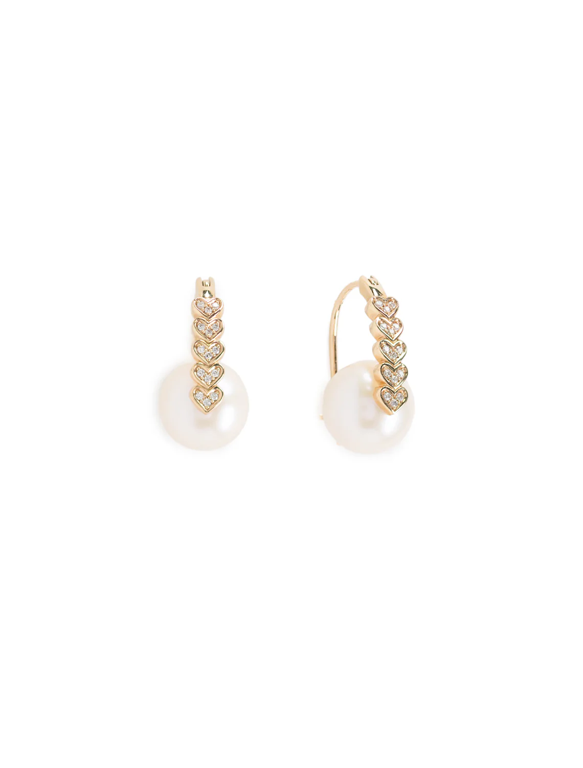 10mm freshwater pearl tiny hearts bead earrings