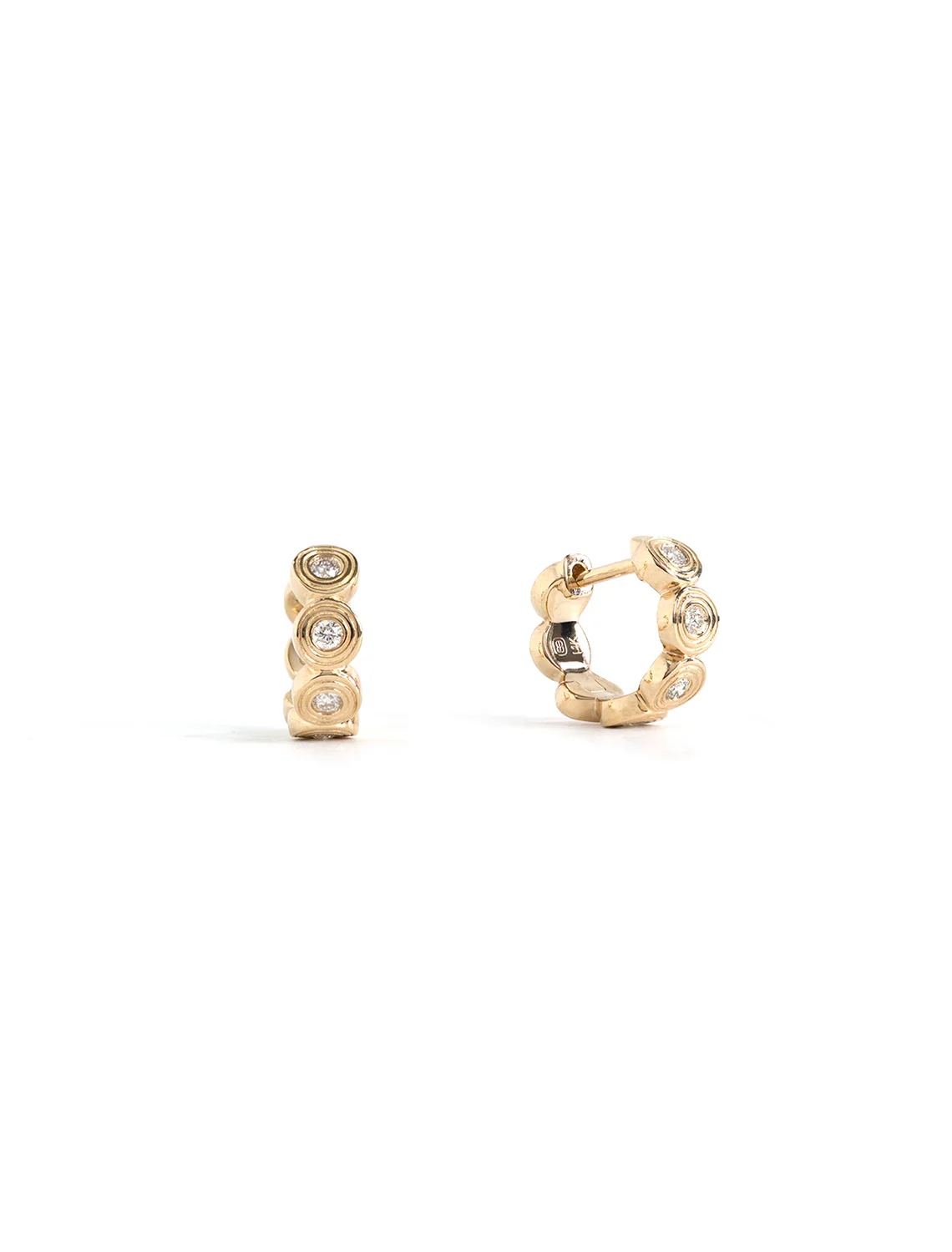fluted diamond huggie hoops