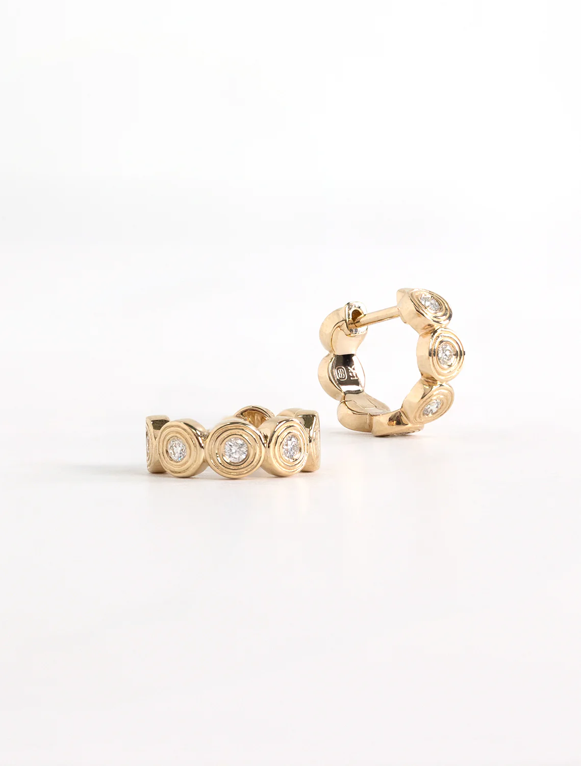 fluted diamond huggie hoops - Image 3