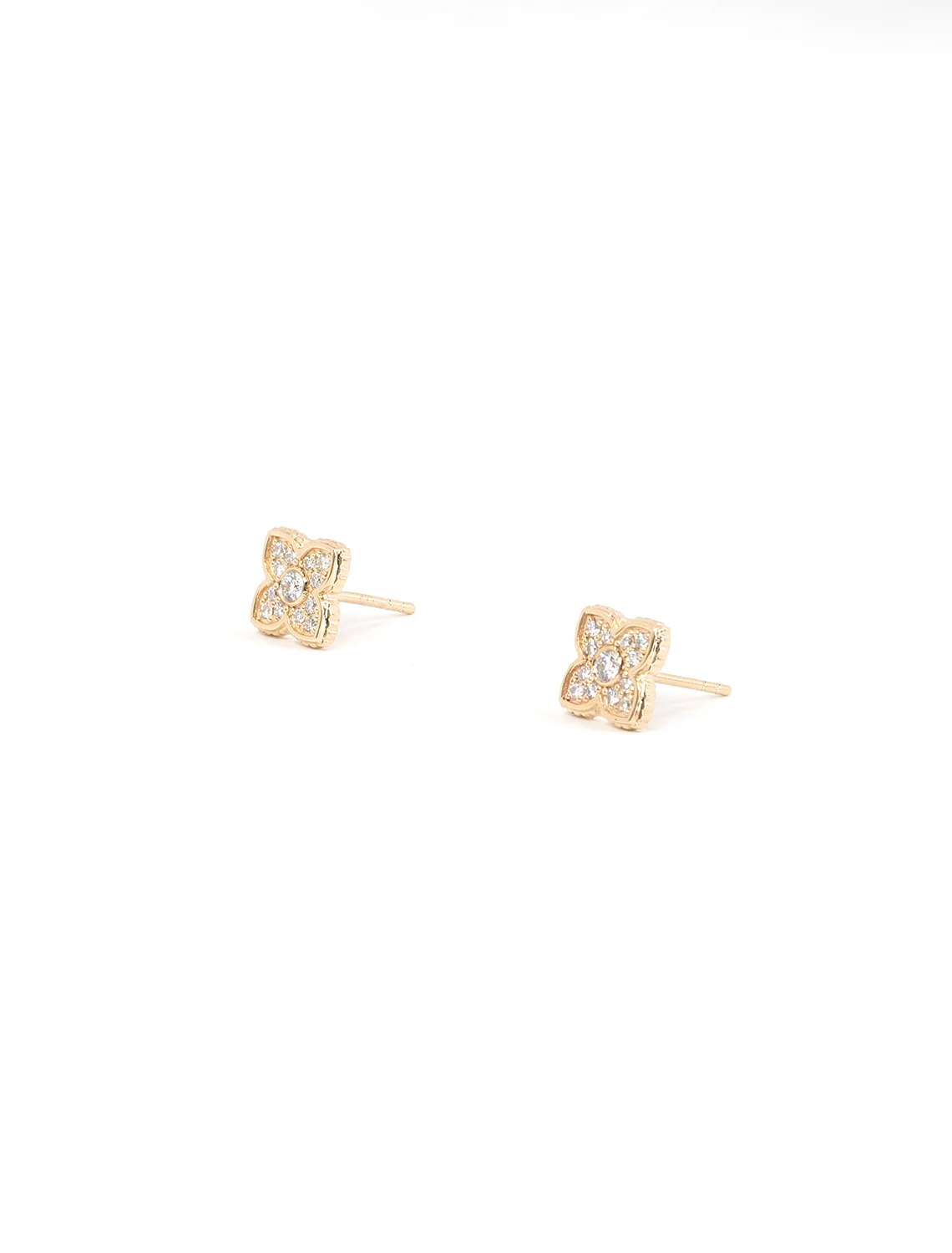 gold pave diamond bezel moroccan studs - Image 3