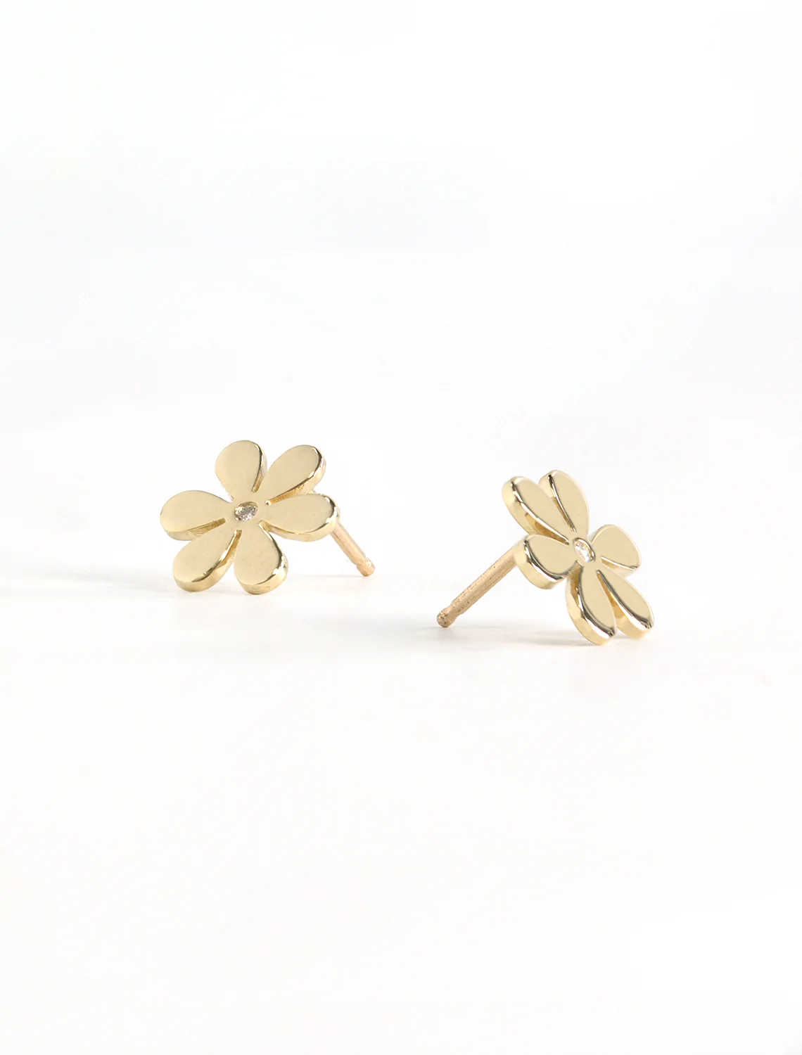gold single stone daisy studs - Image 3