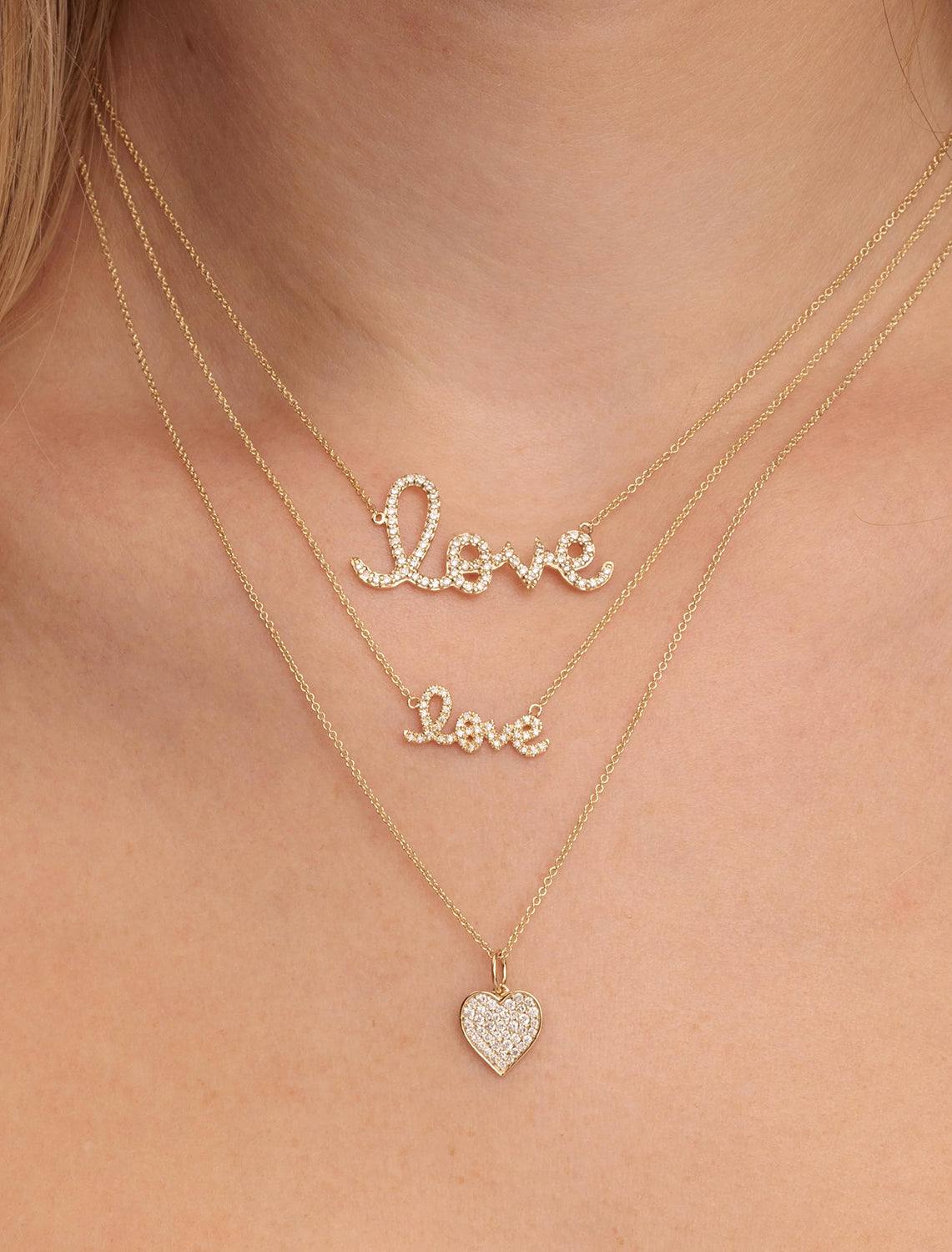 pave small love script necklace - Image 2