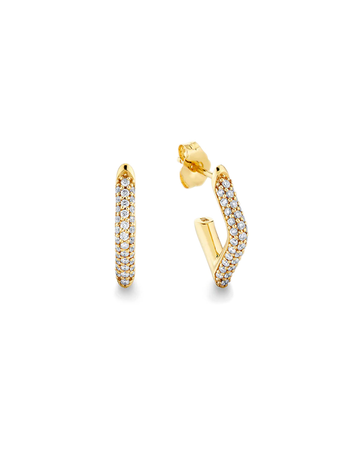 pave hollow tube marquis eye earring small