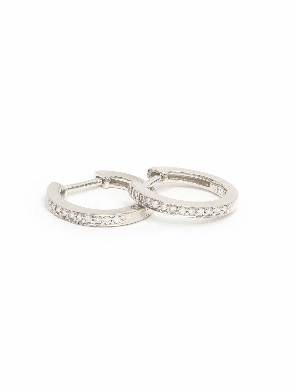 pave huggie hoops in white gold - Image 3
