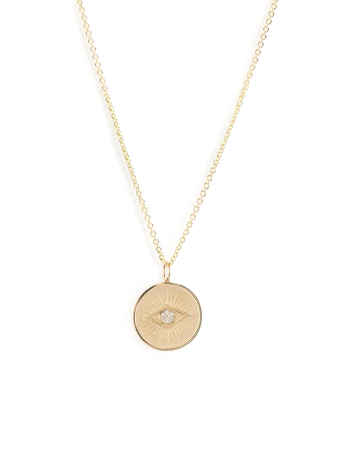 protective eye coin charm on heavy tiffany