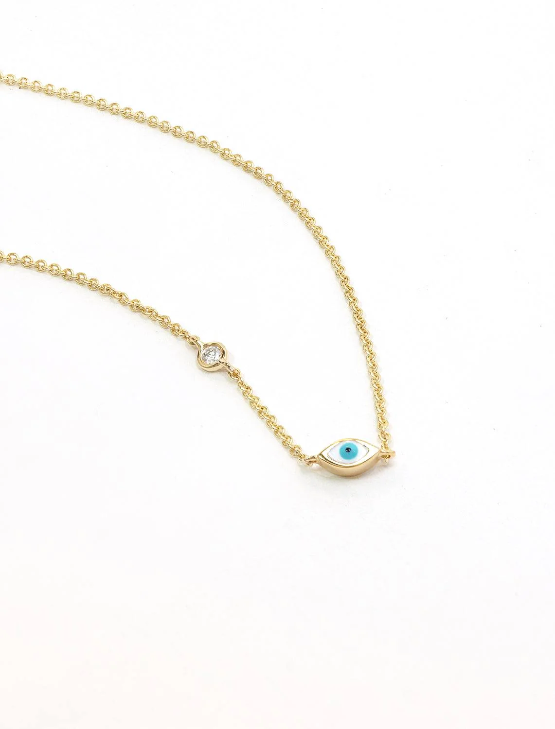 single mini enamel evil eye necklace - Image 2