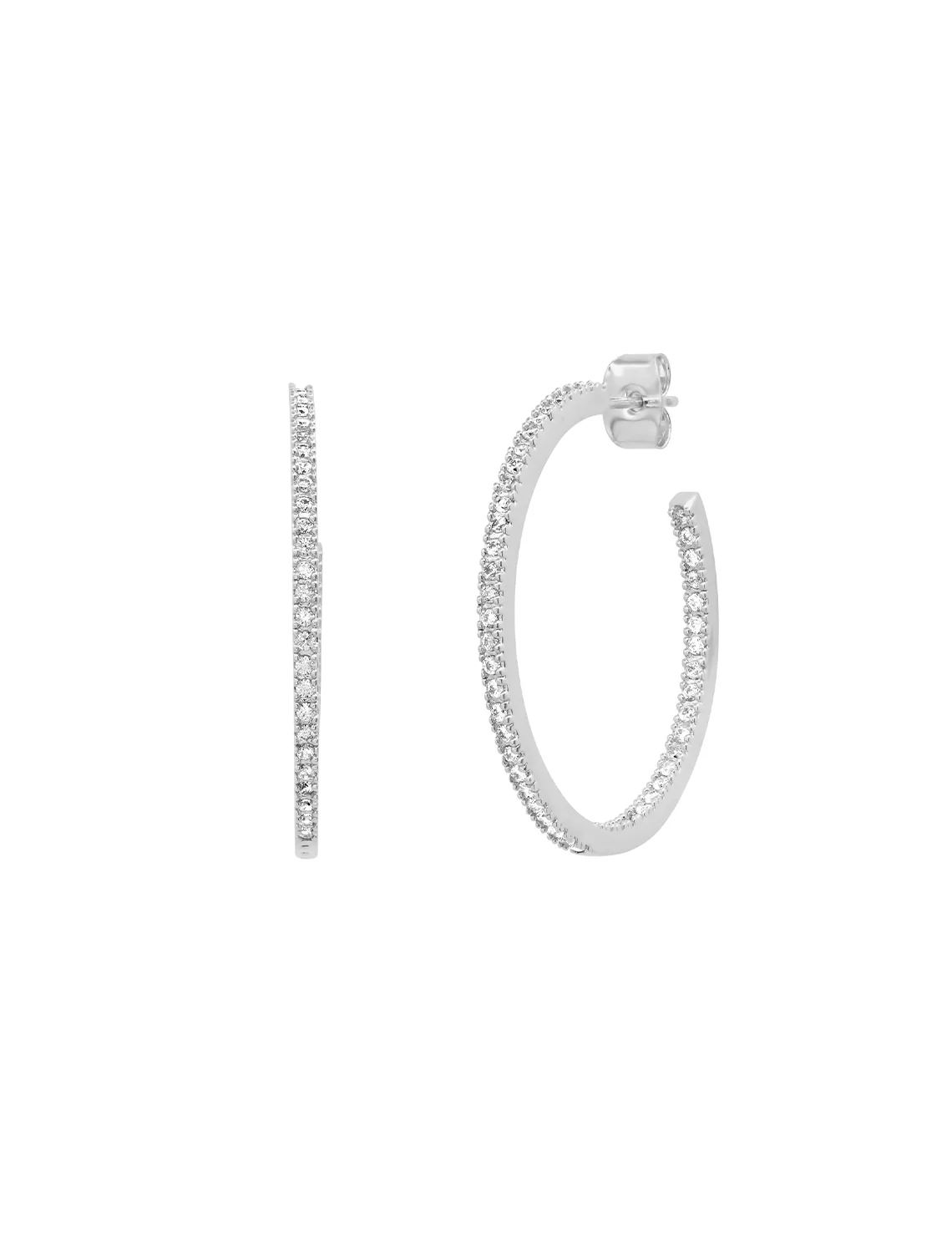 medium pave hoops in silver