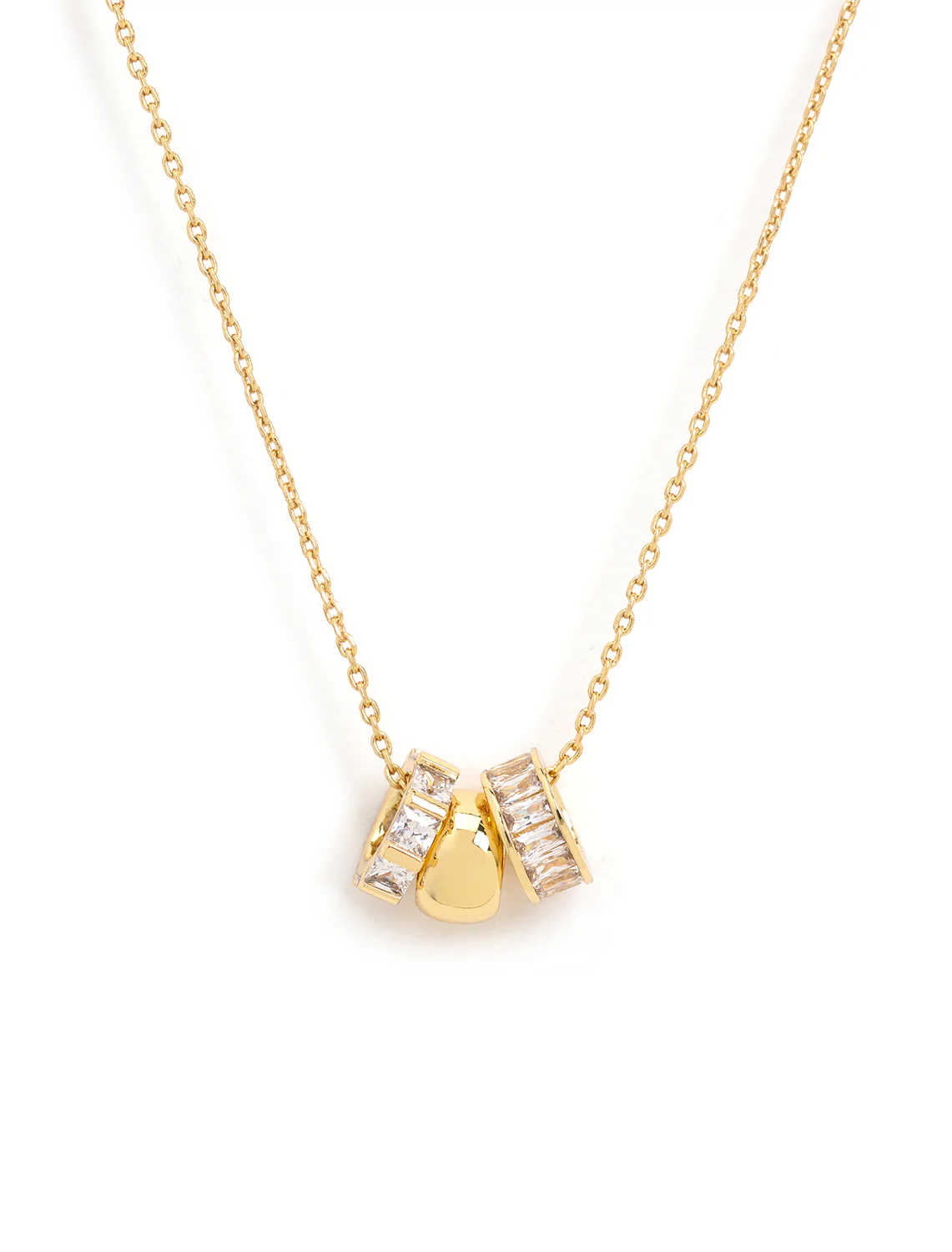 necklace with cz rondelle charms in gold