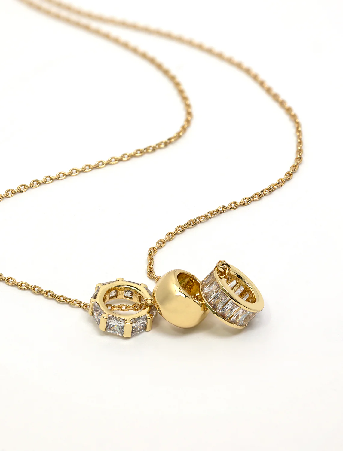 necklace with cz rondelle charms in gold - Image 2