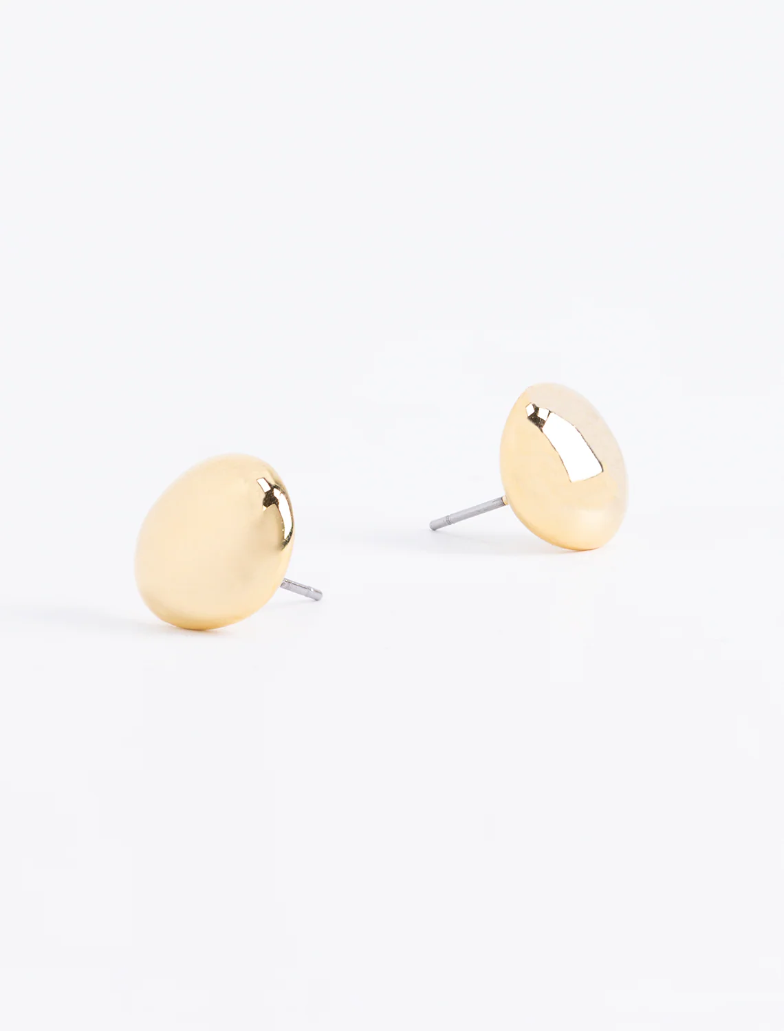 puffy button studs in gold - Image 2