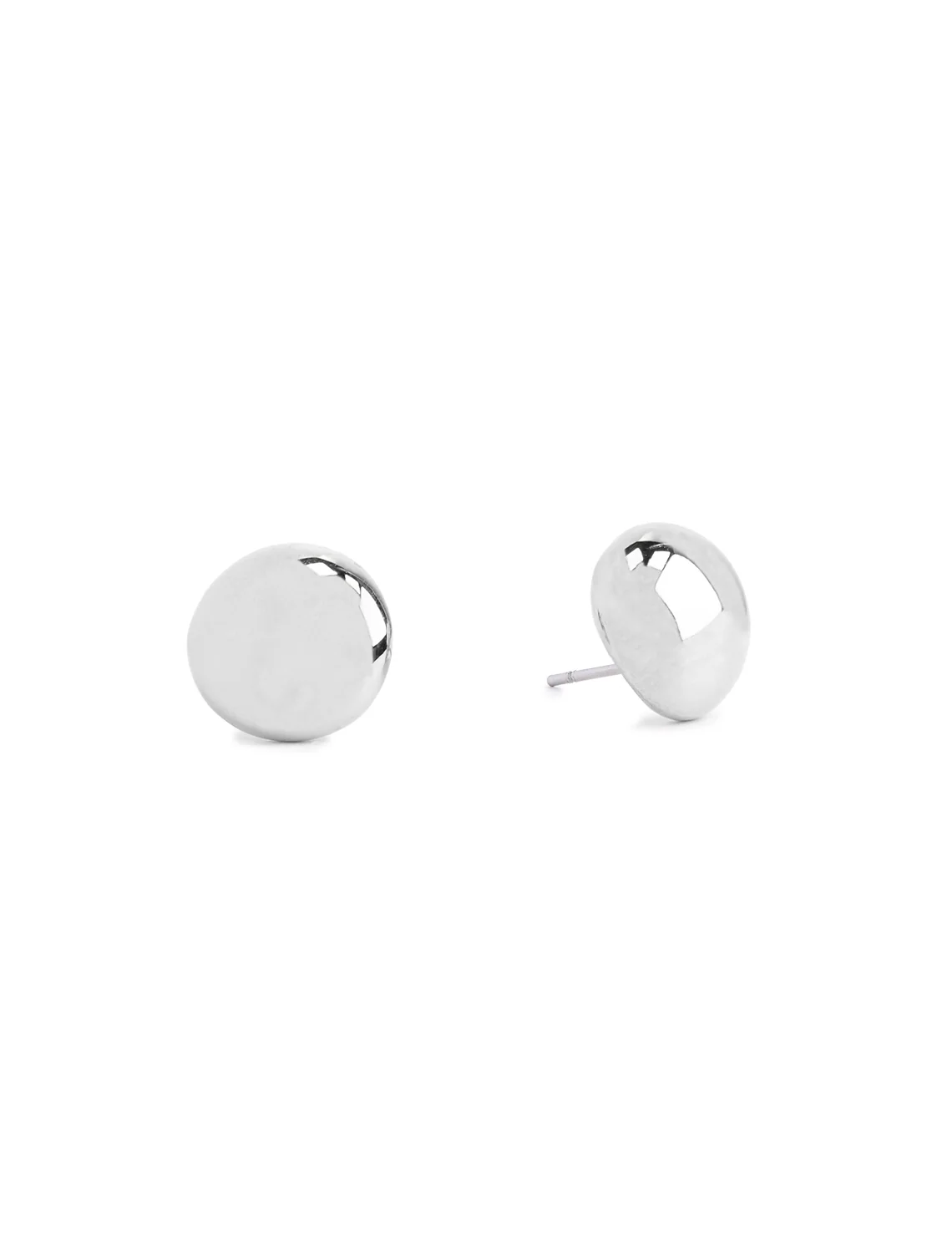 puffy button studs in silver