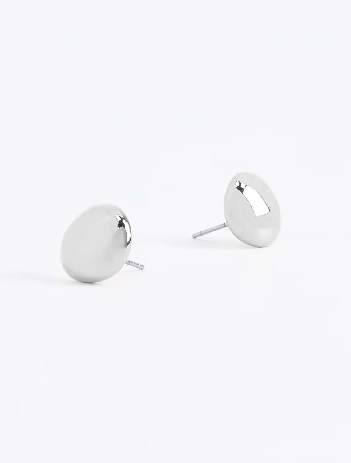 puffy button studs in silver - Image 2