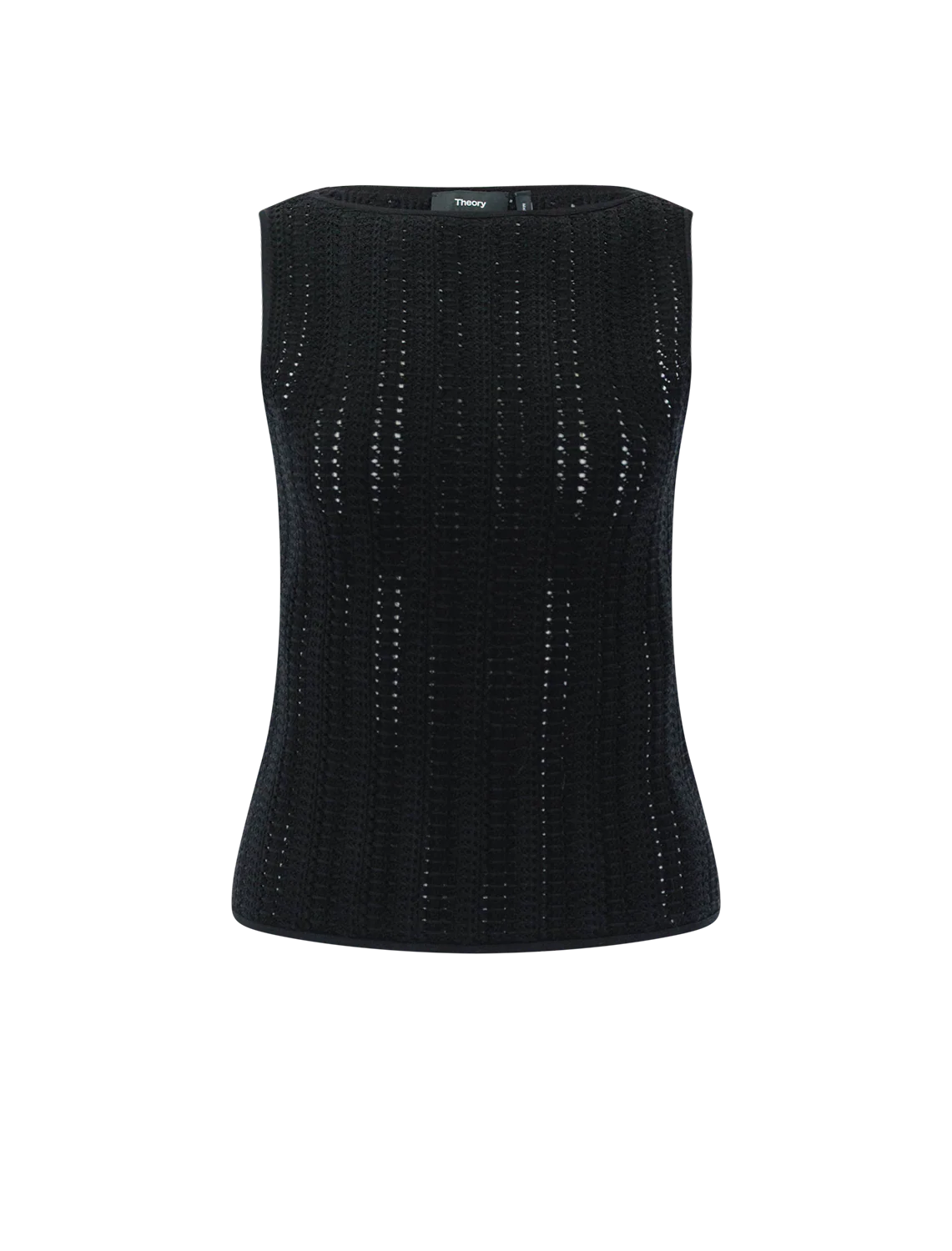 textured boatneck top in black