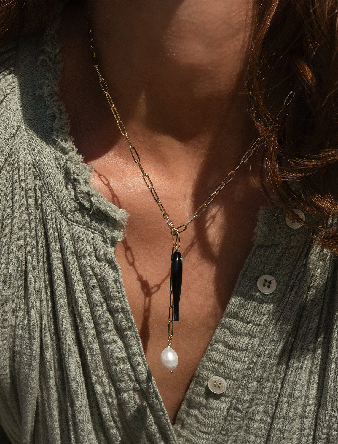 fortuna onyx lariat necklace - Image 2
