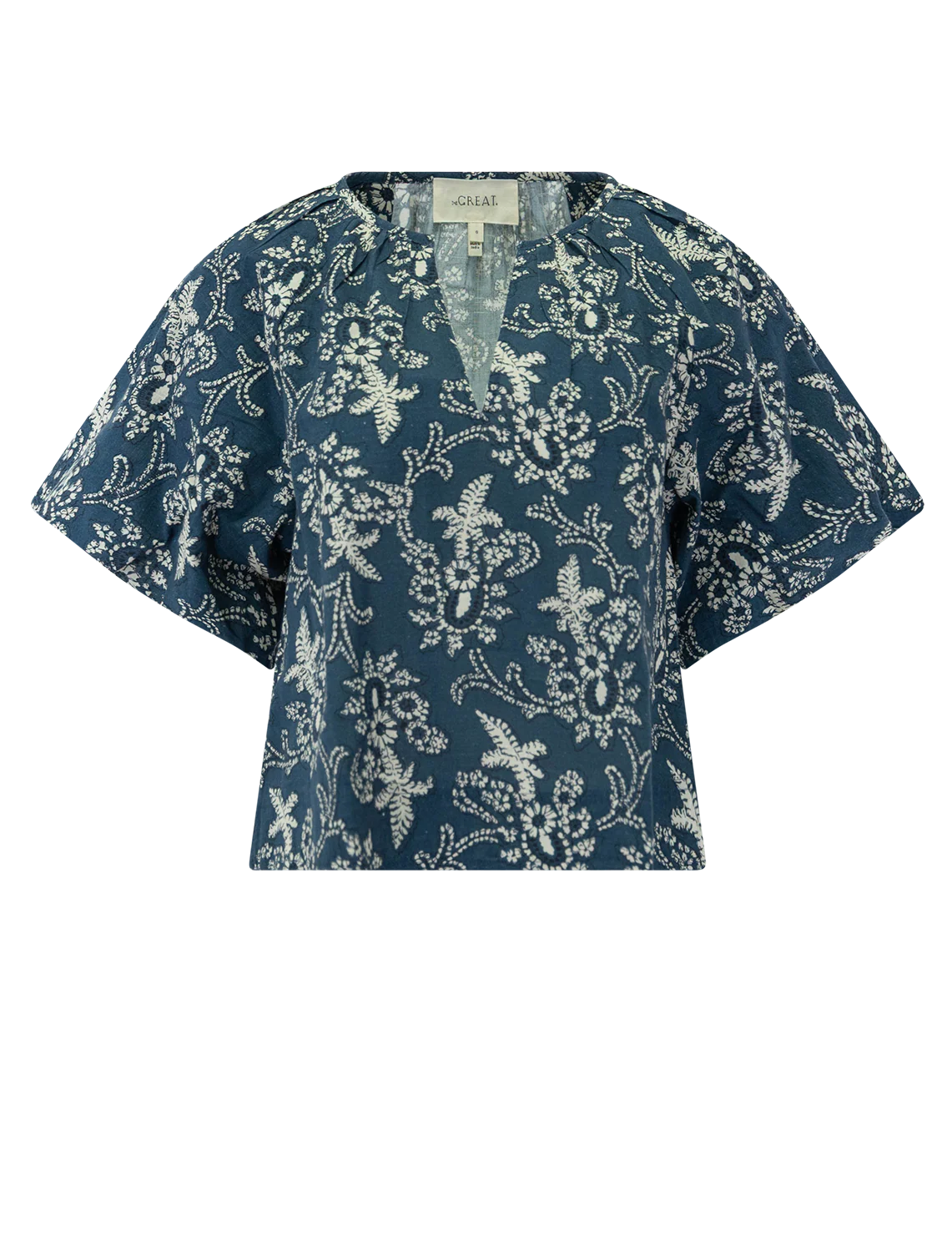 the blyte top in indigo bandana print