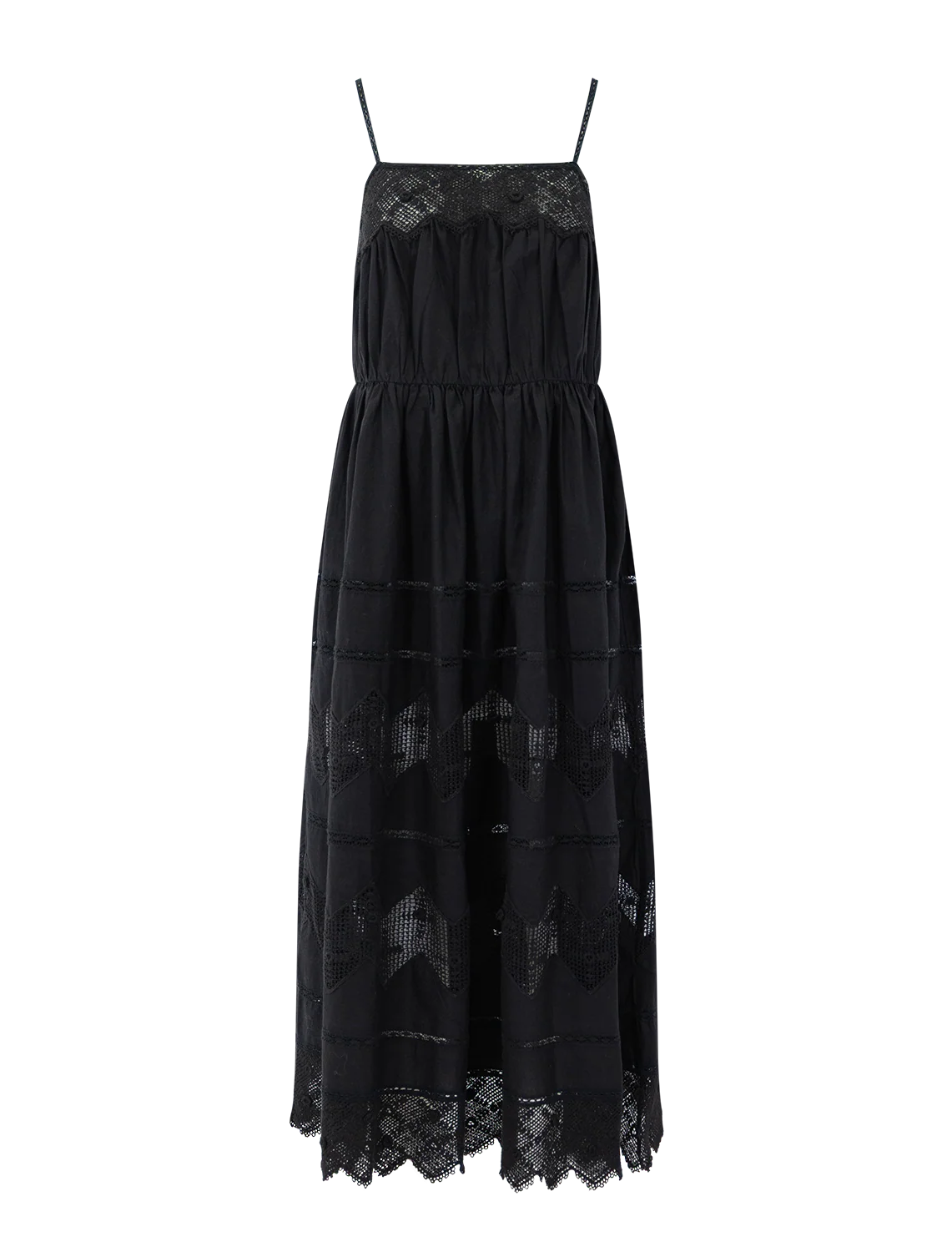 the rosette crochet dress in black