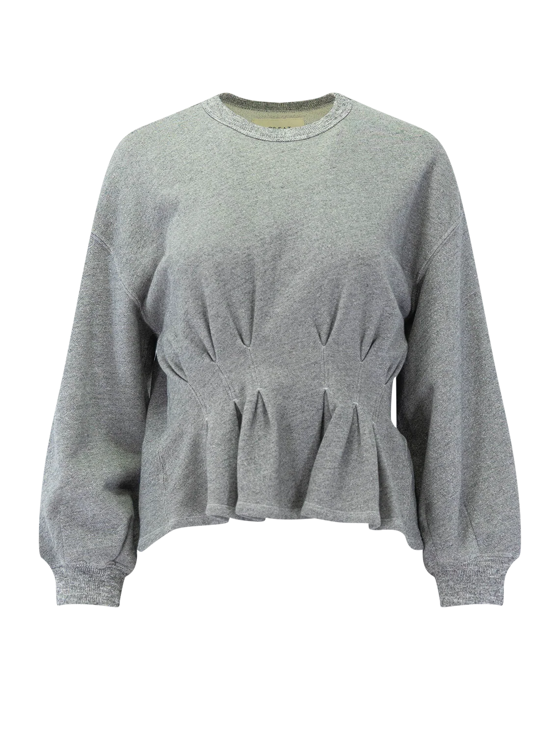 the slouchy corset sweatshirt in varsity grey