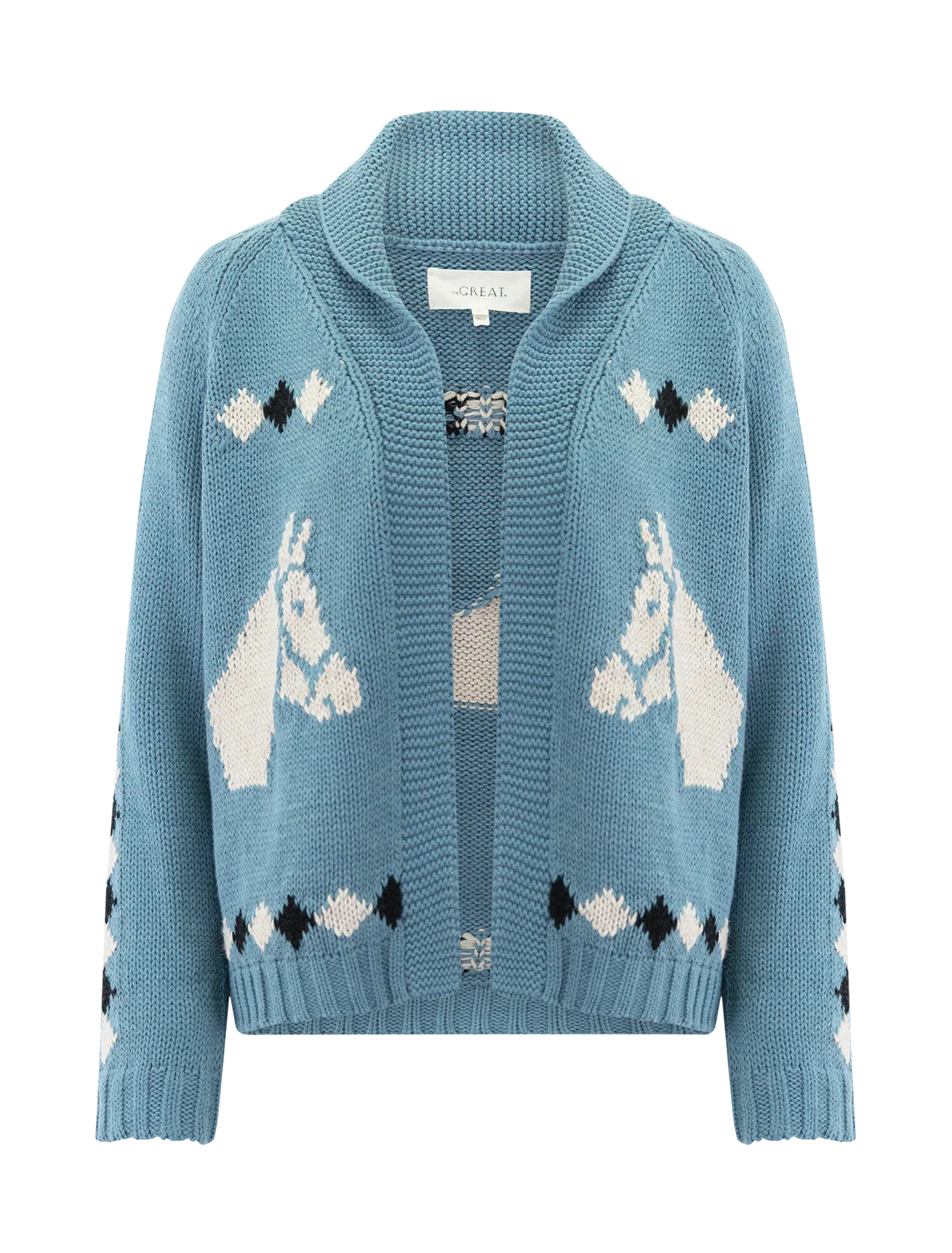 the stable lodge cardigan in blue bell
