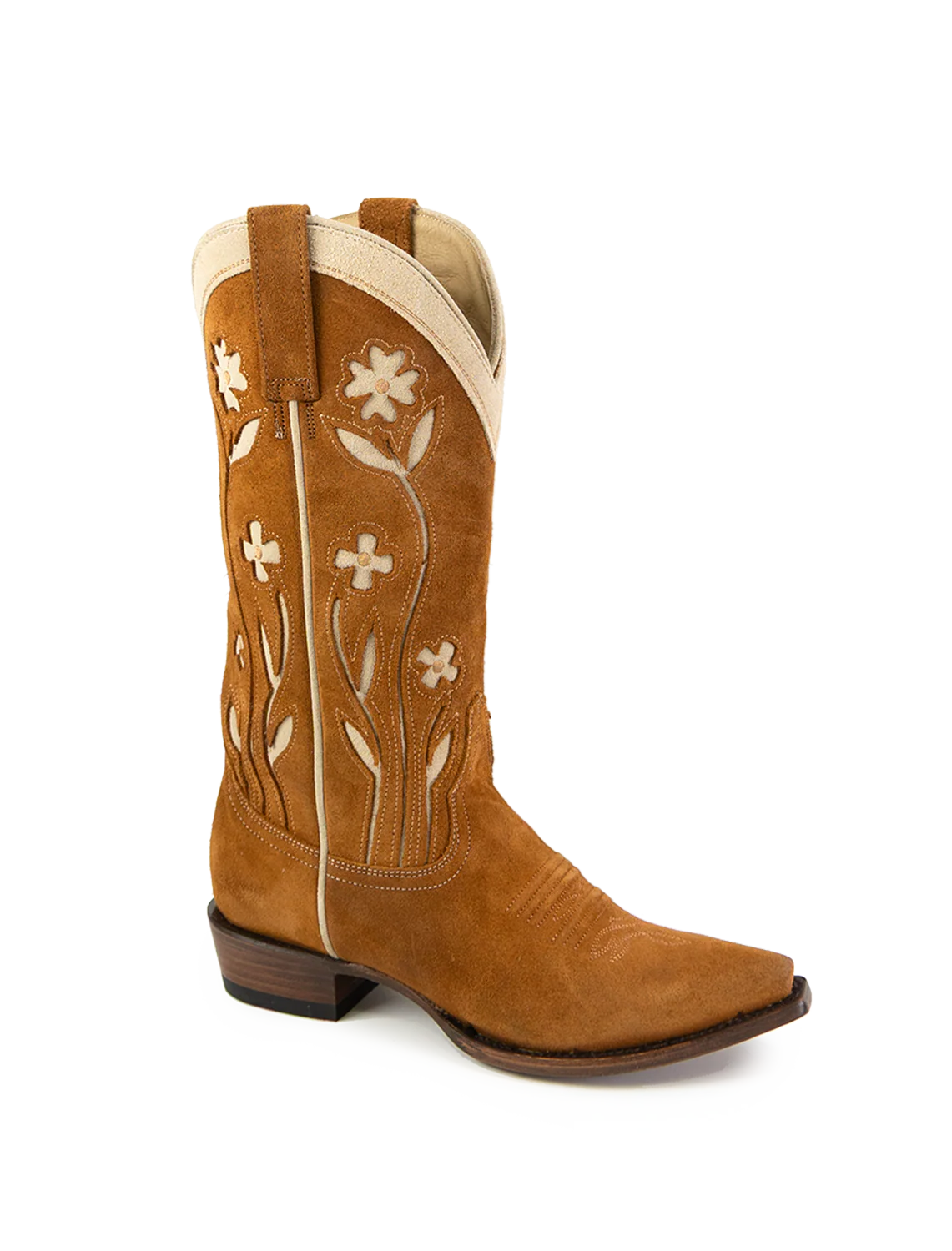 the stetson cowboy boot in tan floral