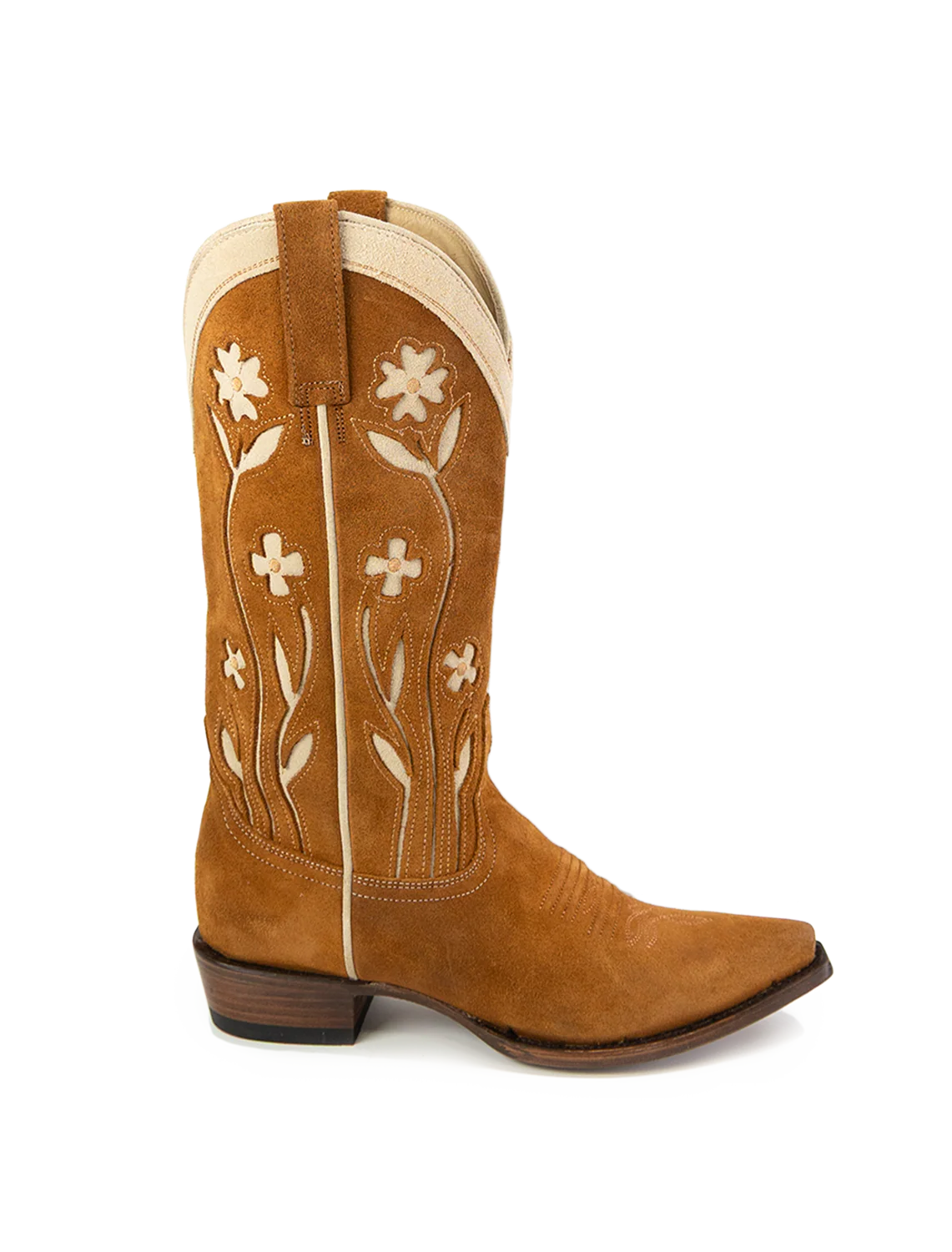 the stetson cowboy boot in tan floral - Image 3