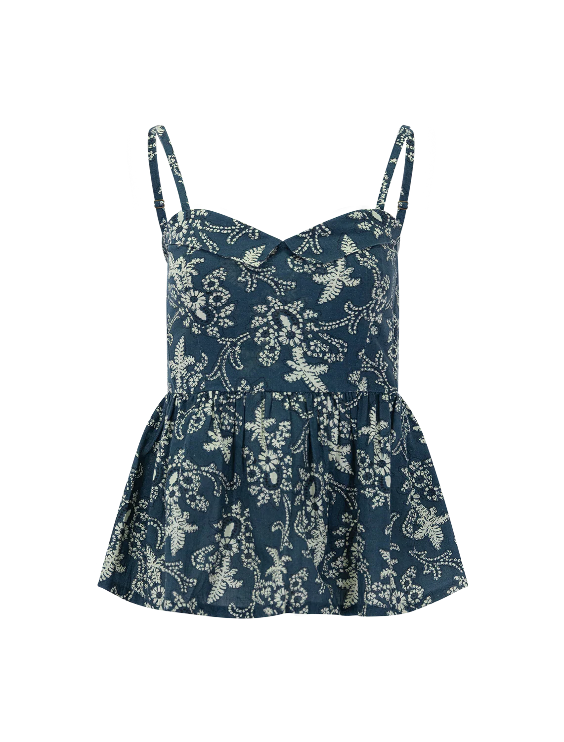 the verse top in indigo bandana print