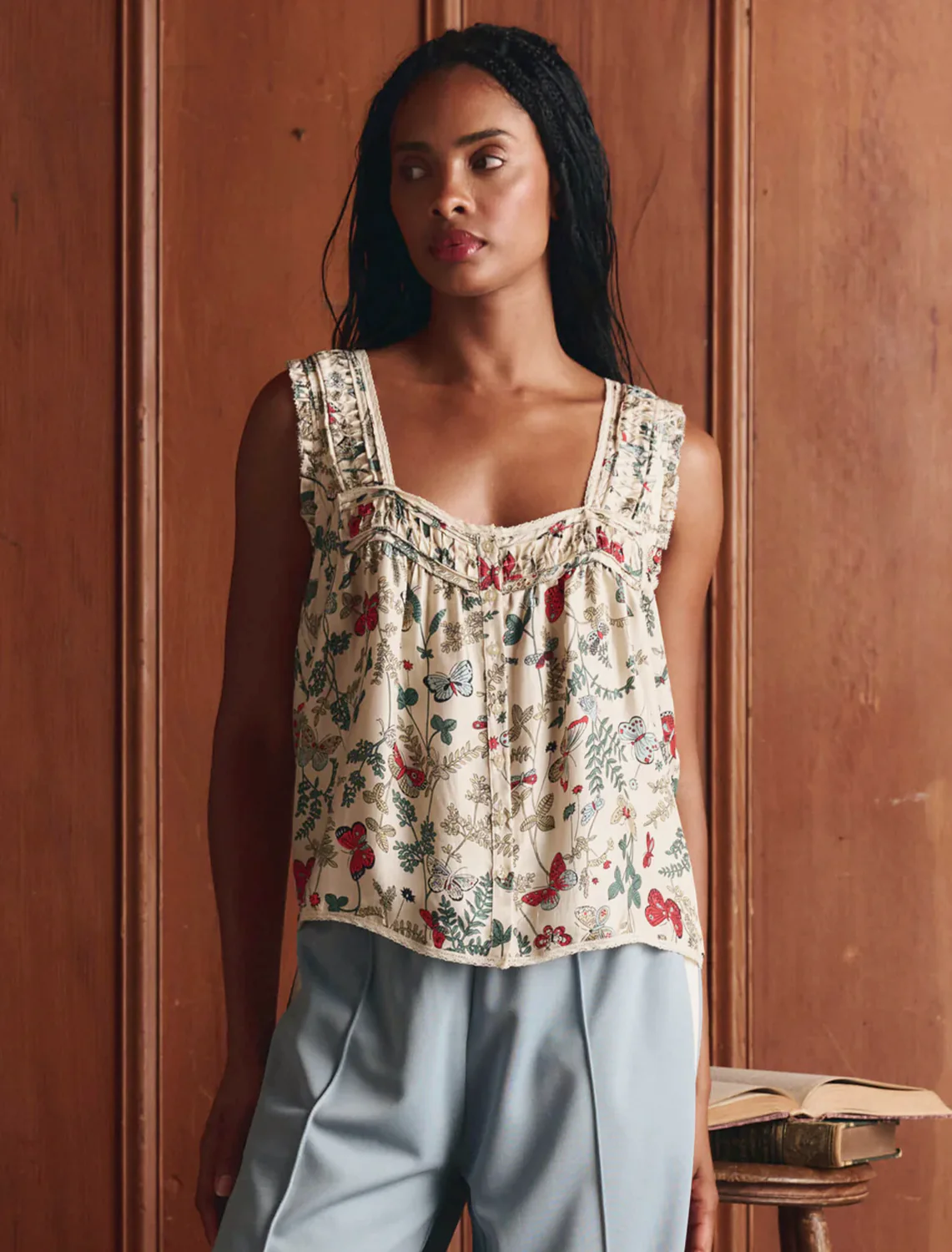 the victorian pleat tank in floating butterfly print - Image 2