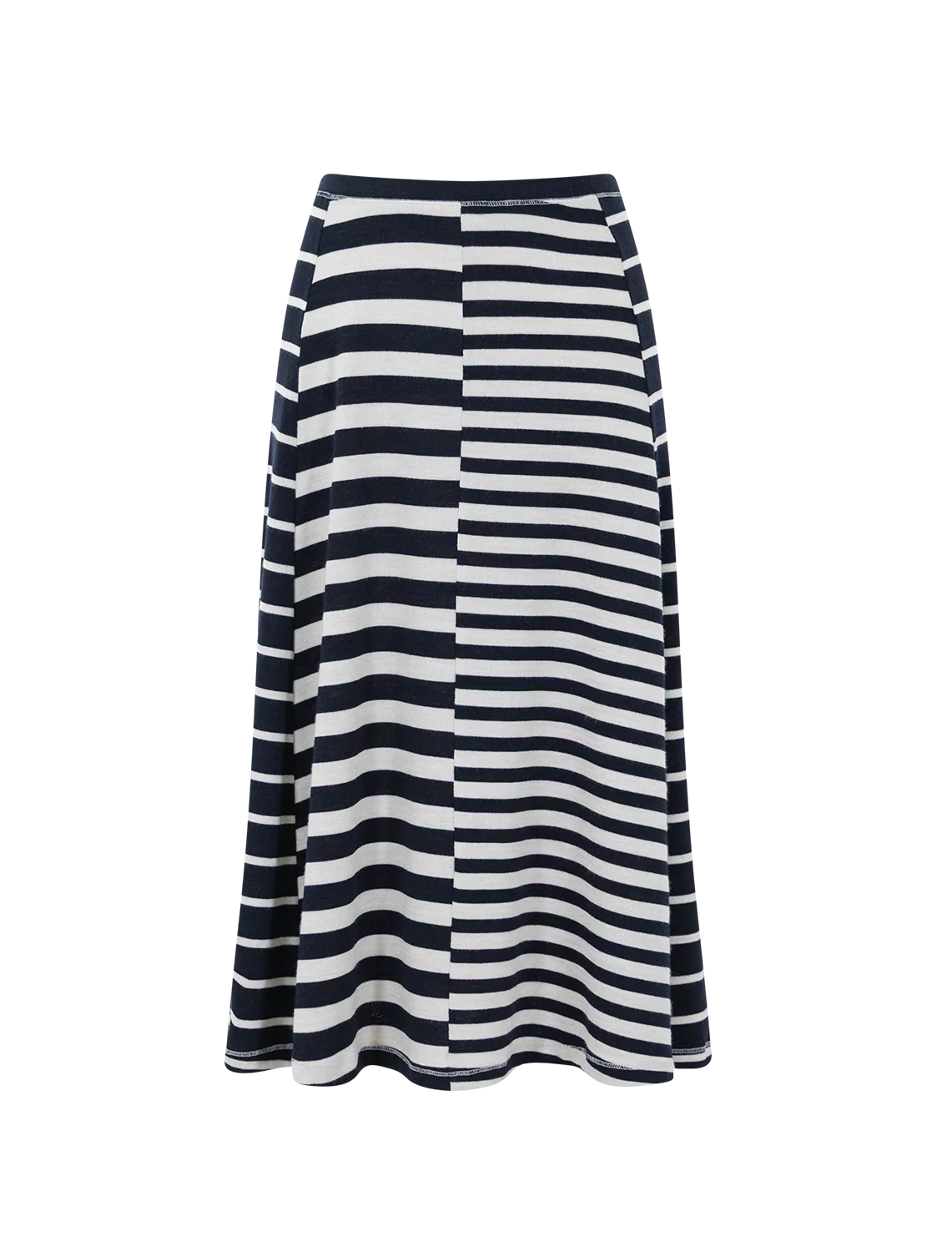 the knit mixed stripe skirt in salut navy and white