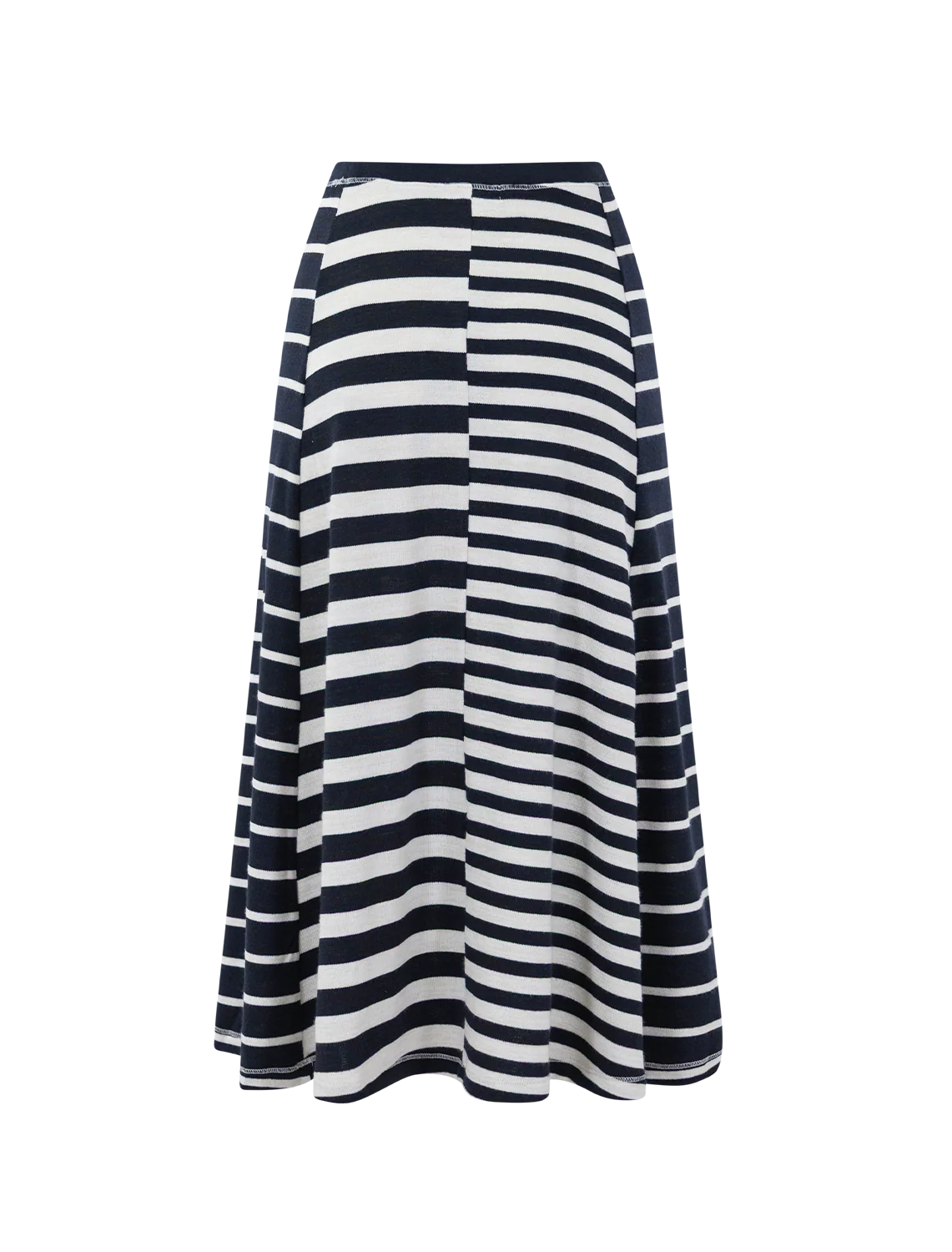the knit mixed stripe skirt in salut navy and white - Image 3