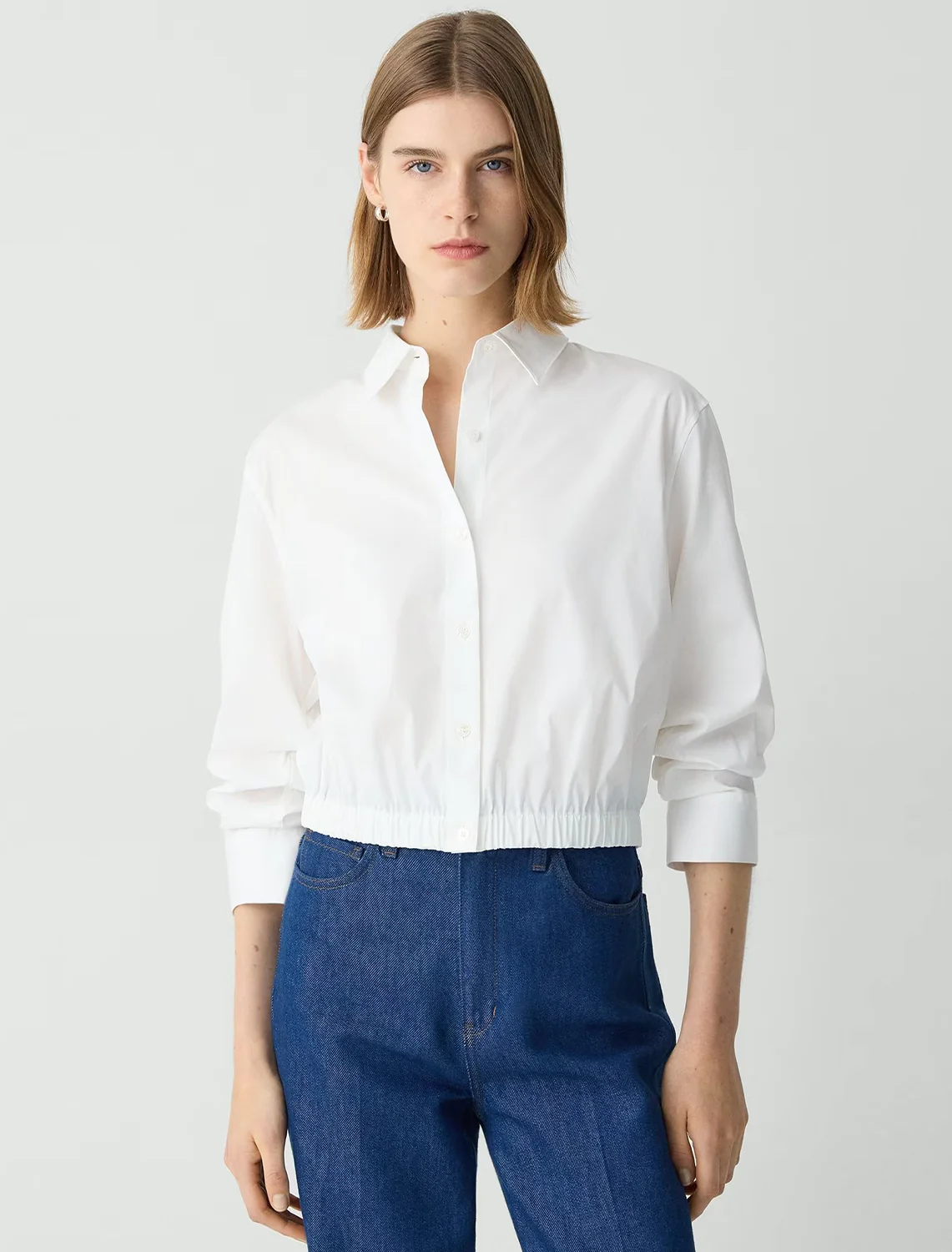cropped shirt in good cotton in white - Image 2