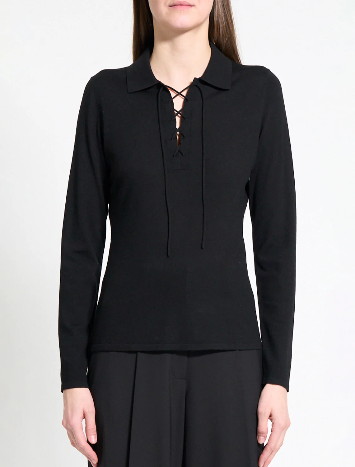 drawstring pullover in black - Image 2