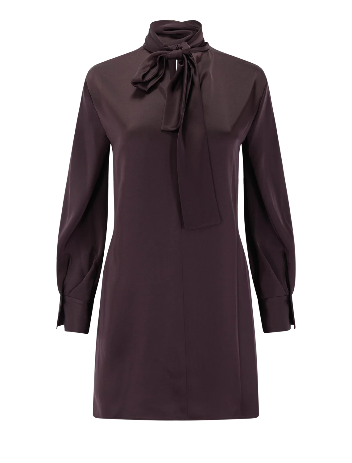 long sleeve blouson dress in deep plum