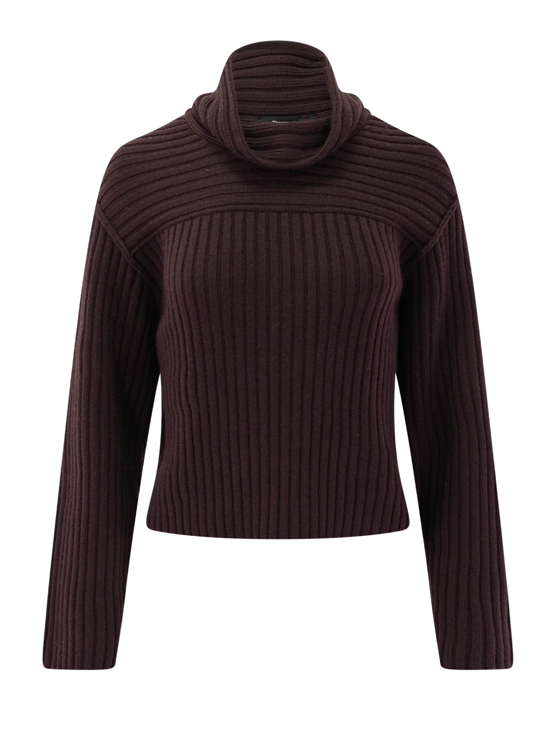 long sleeve rib crop trurtleneck in deep plum