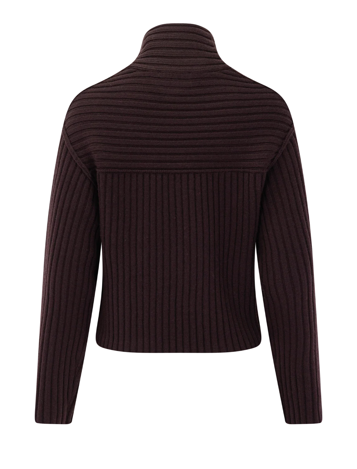 long sleeve rib crop trurtleneck in deep plum - Image 2