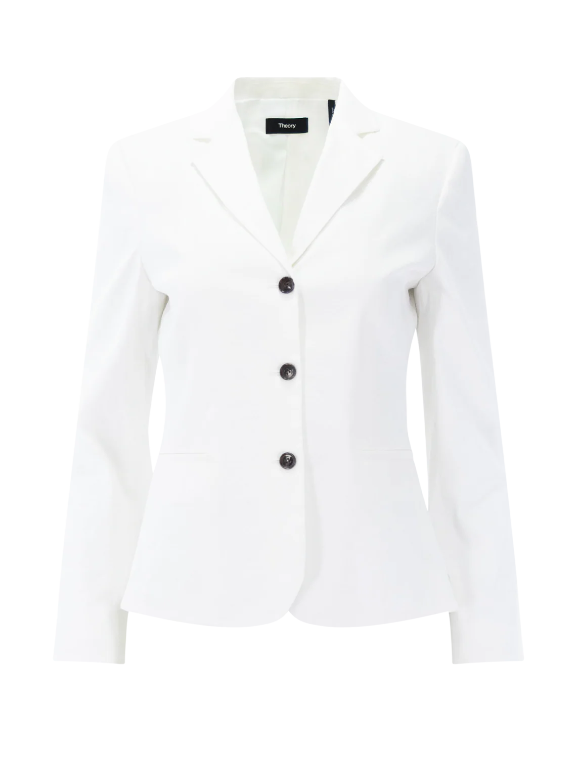 shrunken three button blazer in white