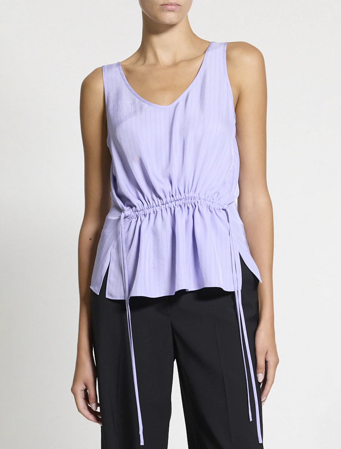 tie easy tank in lavender stripe - Image 2