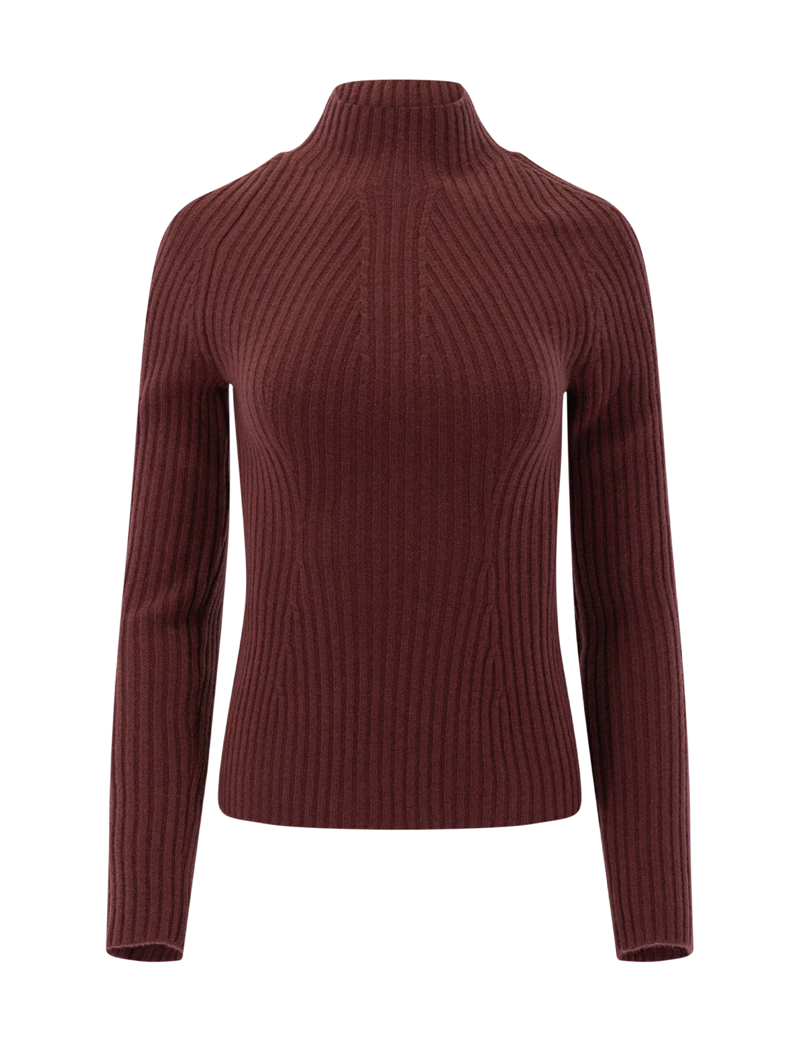 traveling rib cashmere turtleneck sweater in oxblood red