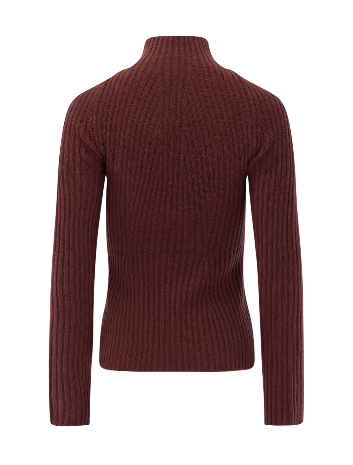 traveling rib cashmere turtleneck sweater in oxblood red - Image 2