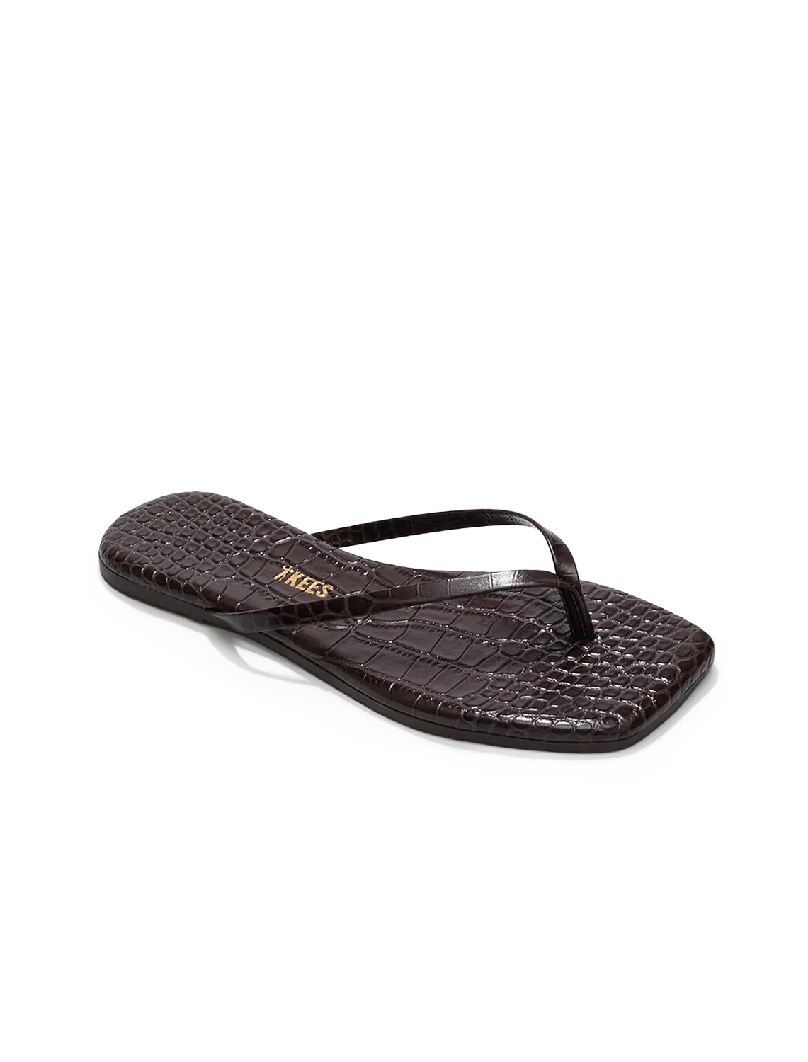 square toe lily in carob croc