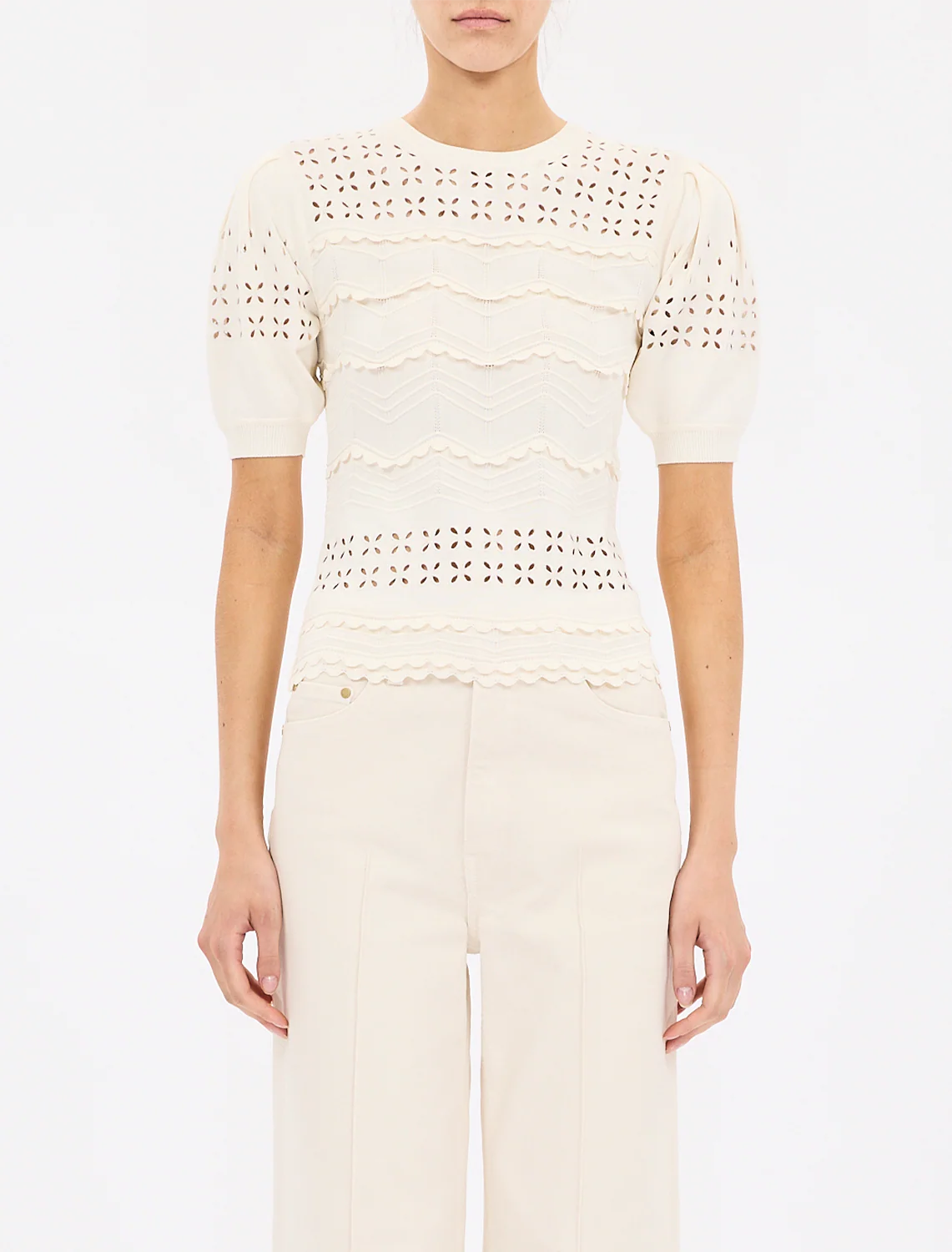 marcelena eyelet top in cowrie - Image 2