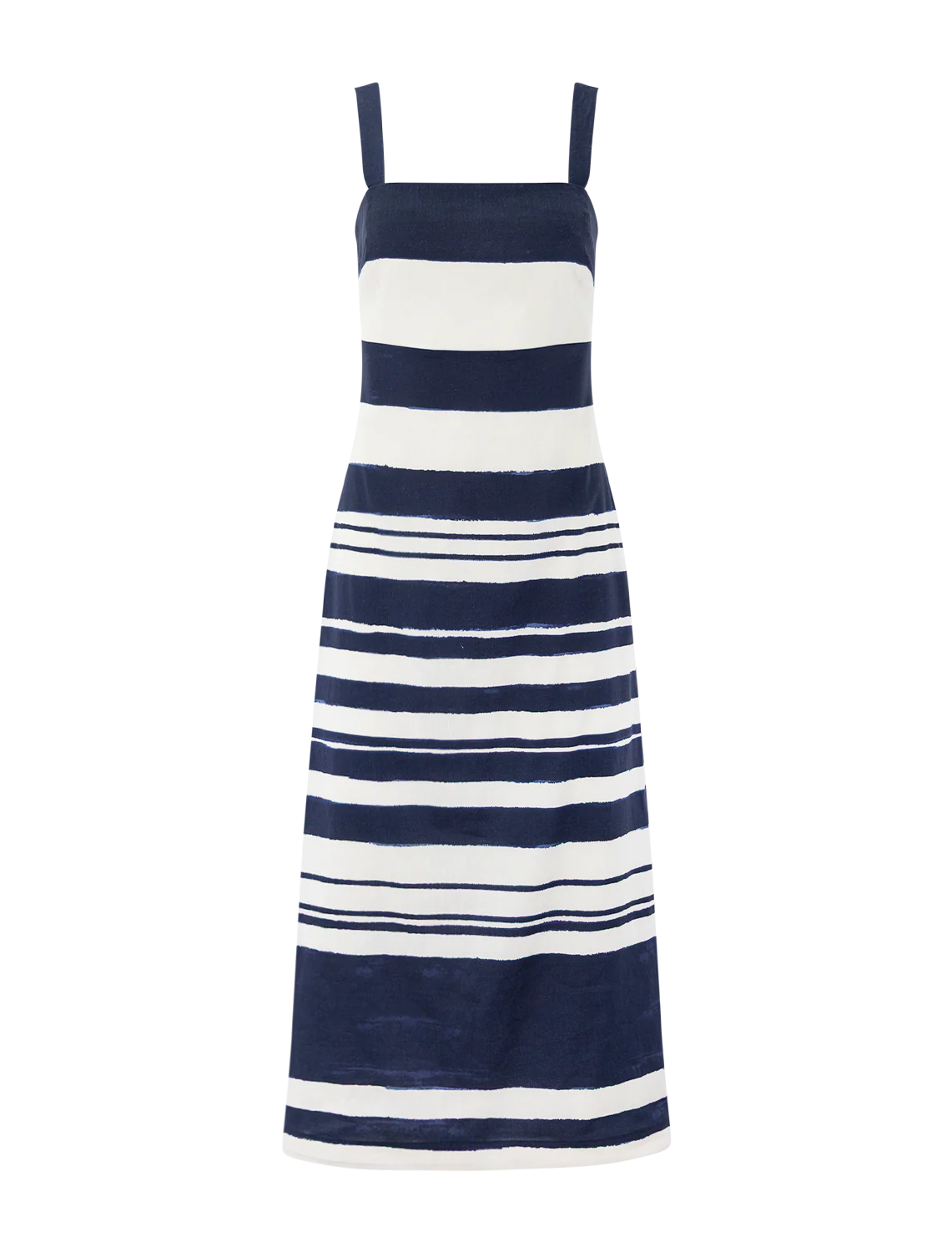 ella dress in navy and dove stripe