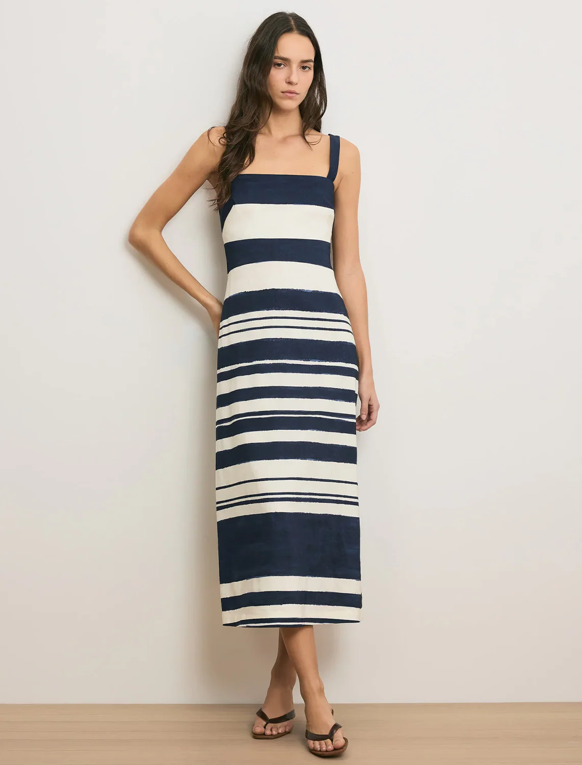 ella dress in navy and dove stripe - Image 2