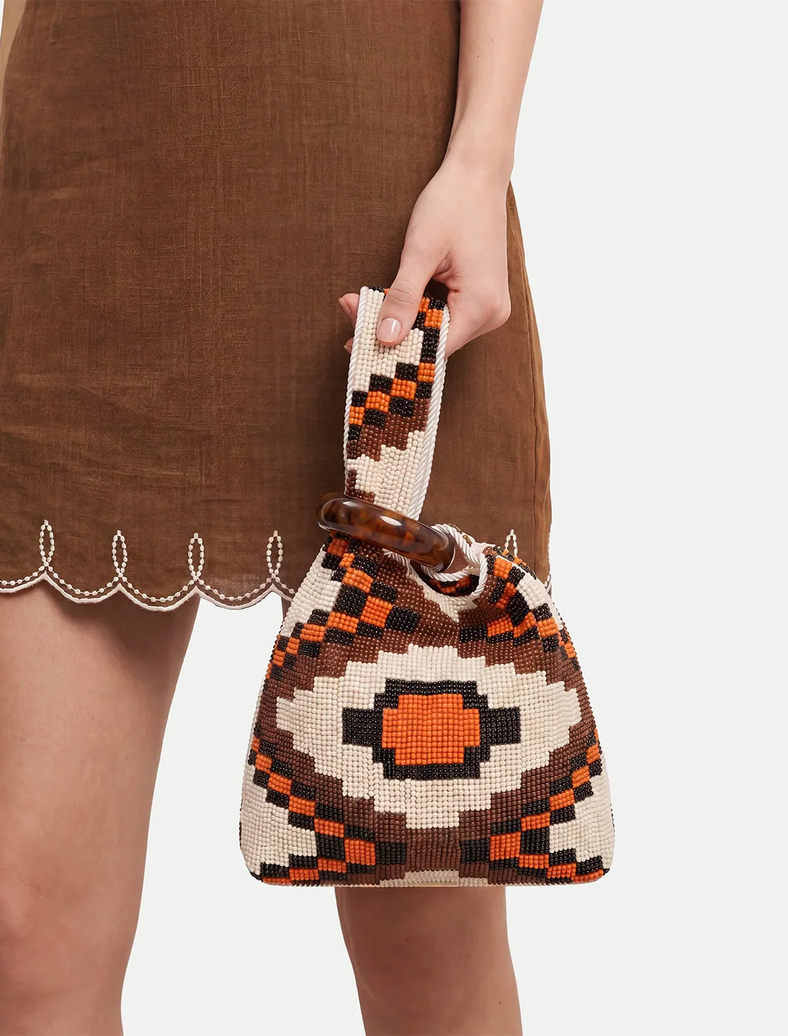 beaded swing bag in orange multi - Image 2