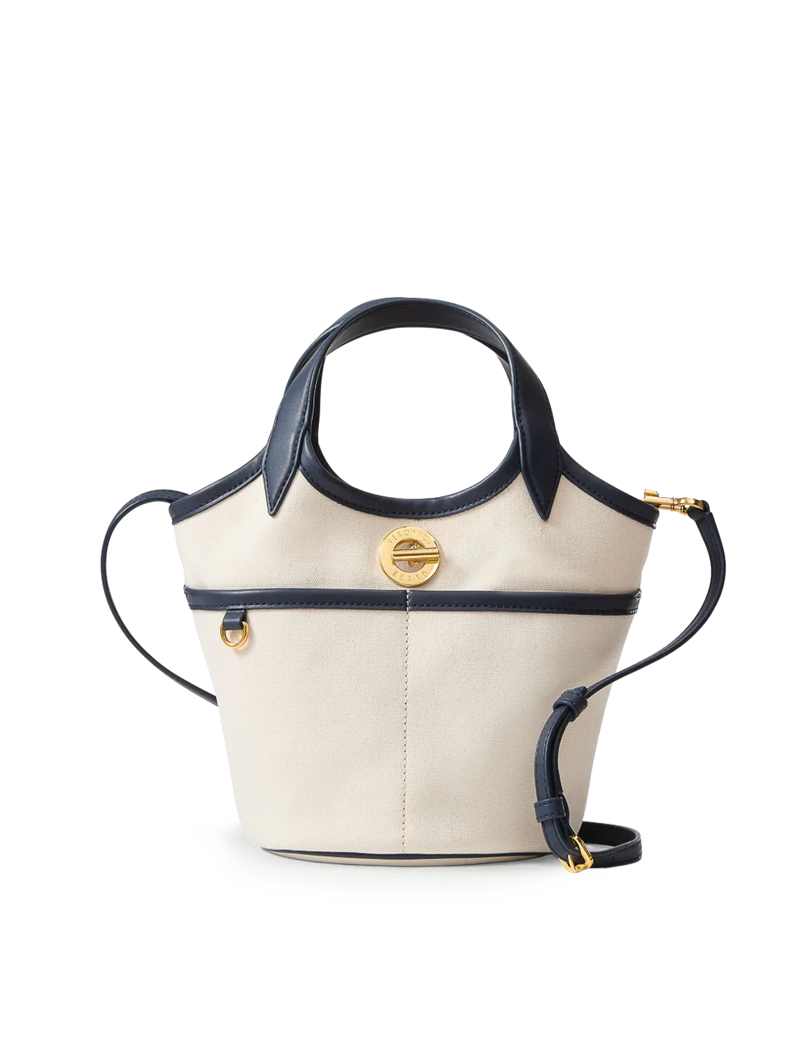 canvas anchor bag in navy and ecru