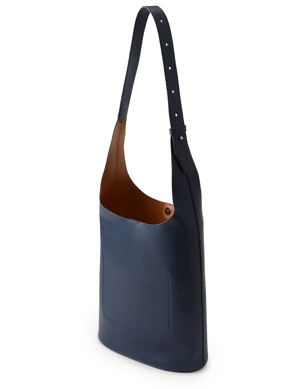 large loop bag in navy and hazelwood leather - Image 3