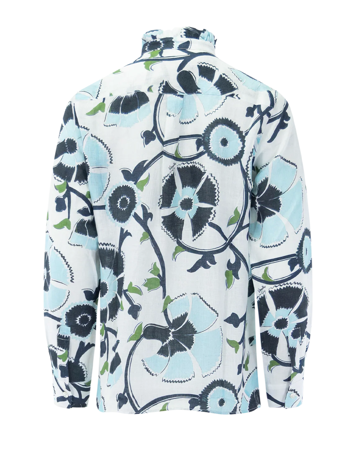 andy blouse in azul lino print - Image 3