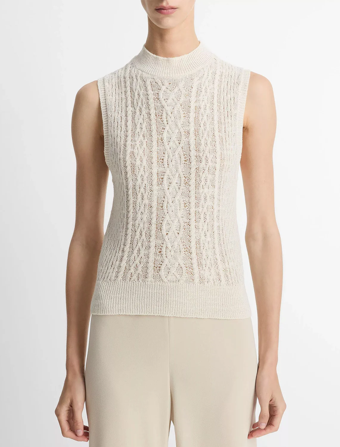 cable double layer shell in off white - Image 2