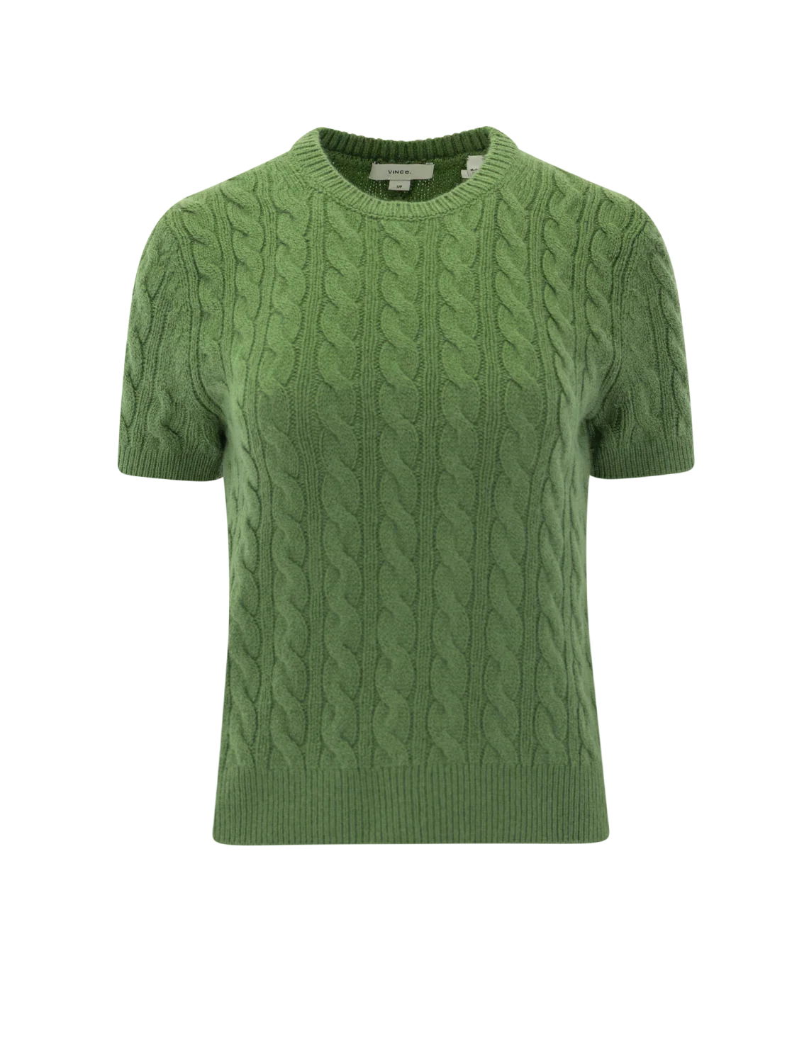 cable-knit cashmere blend sweater tee in clover