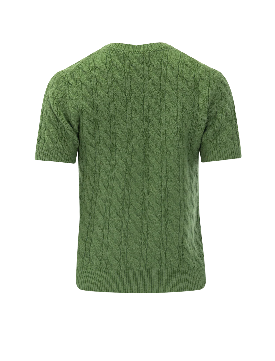 cable-knit cashmere blend sweater tee in clover - Image 3