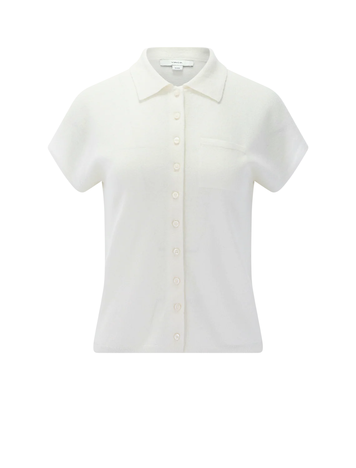 cashmere and silk button polo in off white